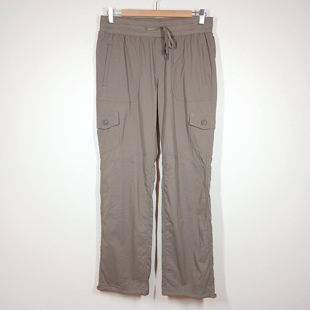 L.L. Bean Cargo Pants Womens Small Taupe Nylon Stretch Pull On Hiking Travel